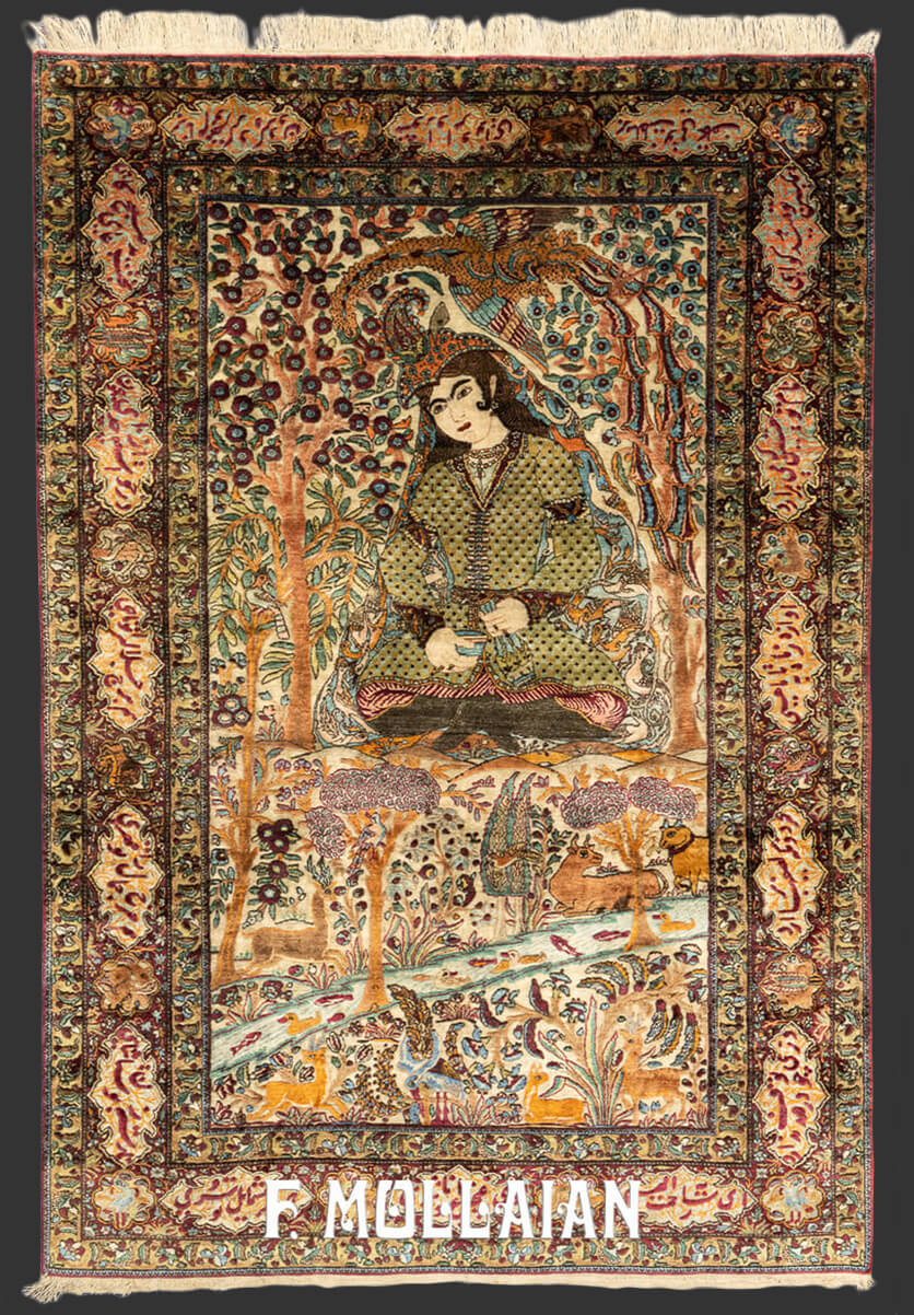 Kashan Mohtasham Pictorial Souf Silk Rug n°:549447